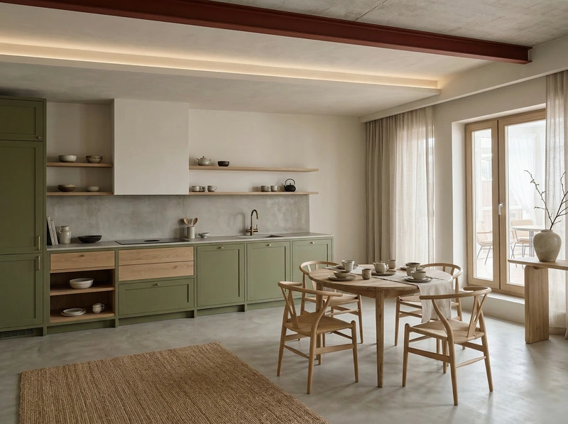 Дизайн кухни в стиле Japandi — фото интерьера от нейросети RoomGPT