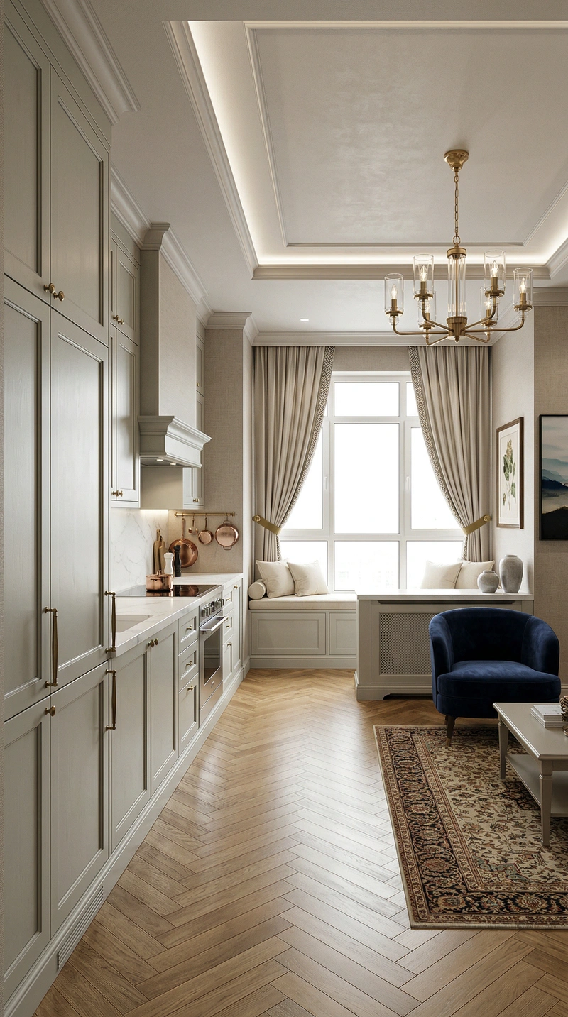 Дизайн интерьера в стиле Классика — Кухня от нейросети RoomGPT