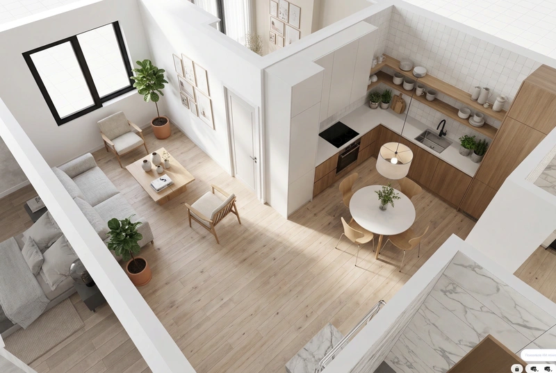 Дизайн интерьера в стиле Сканди — Гостиная от нейросети RoomGPT