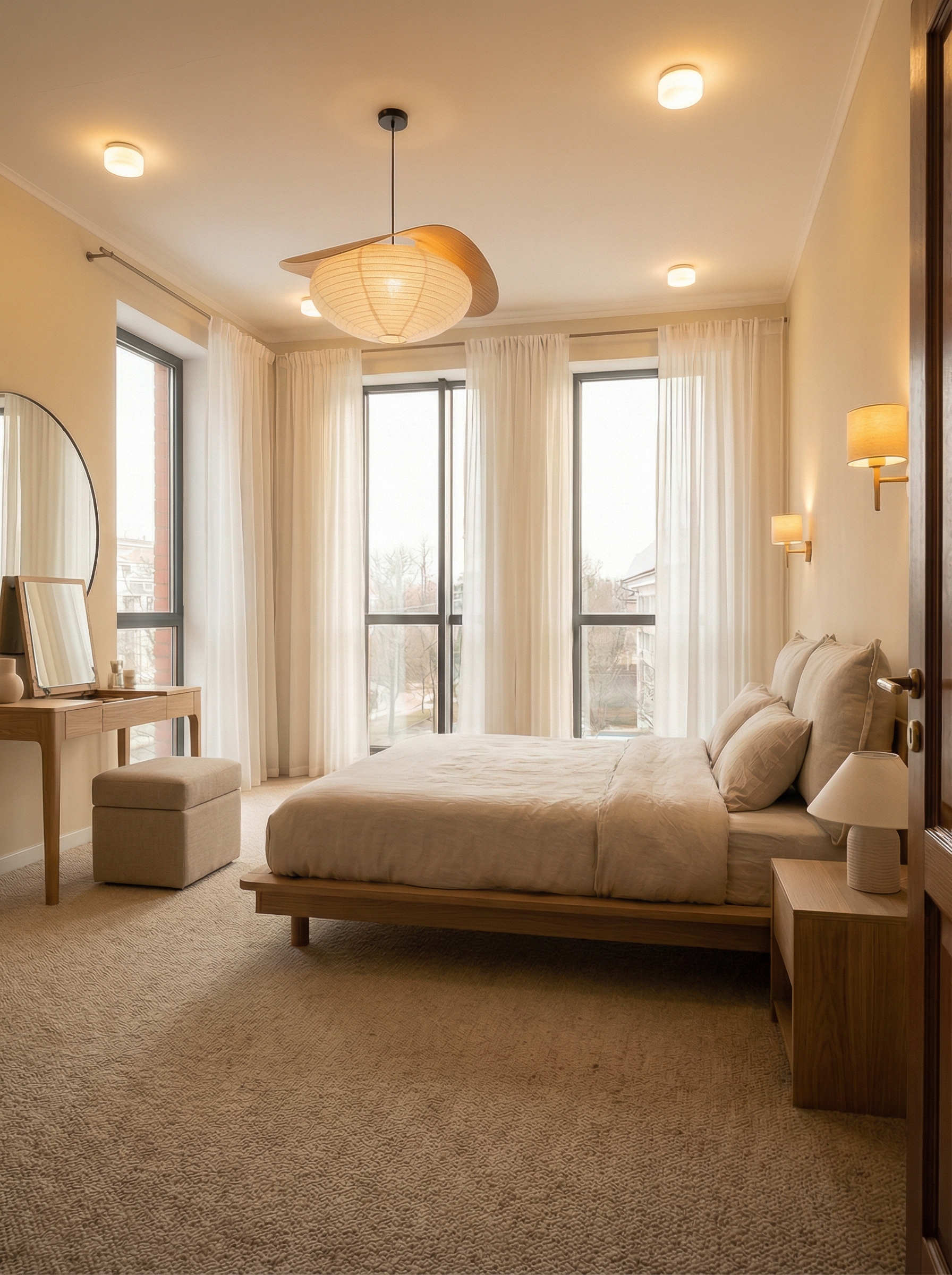 Дизайн спальни в стиле Japandi — фото интерьера от нейросети RoomGPT