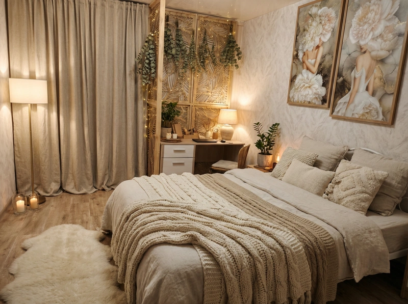 Дизайн интерьера в стиле Хюгге — Спальня от нейросети RoomGPT