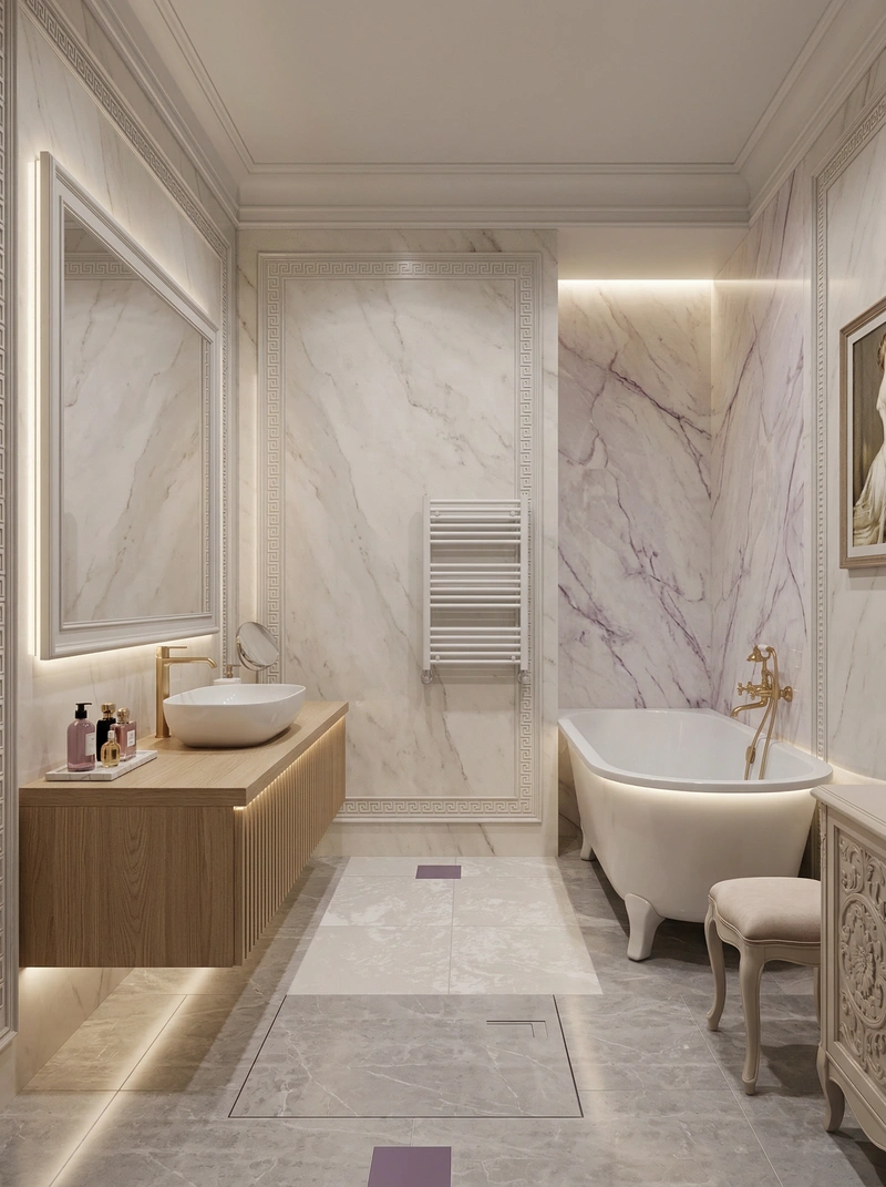 Дизайн интерьера в стиле Неоклассика — Ванная от нейросети RoomGPT