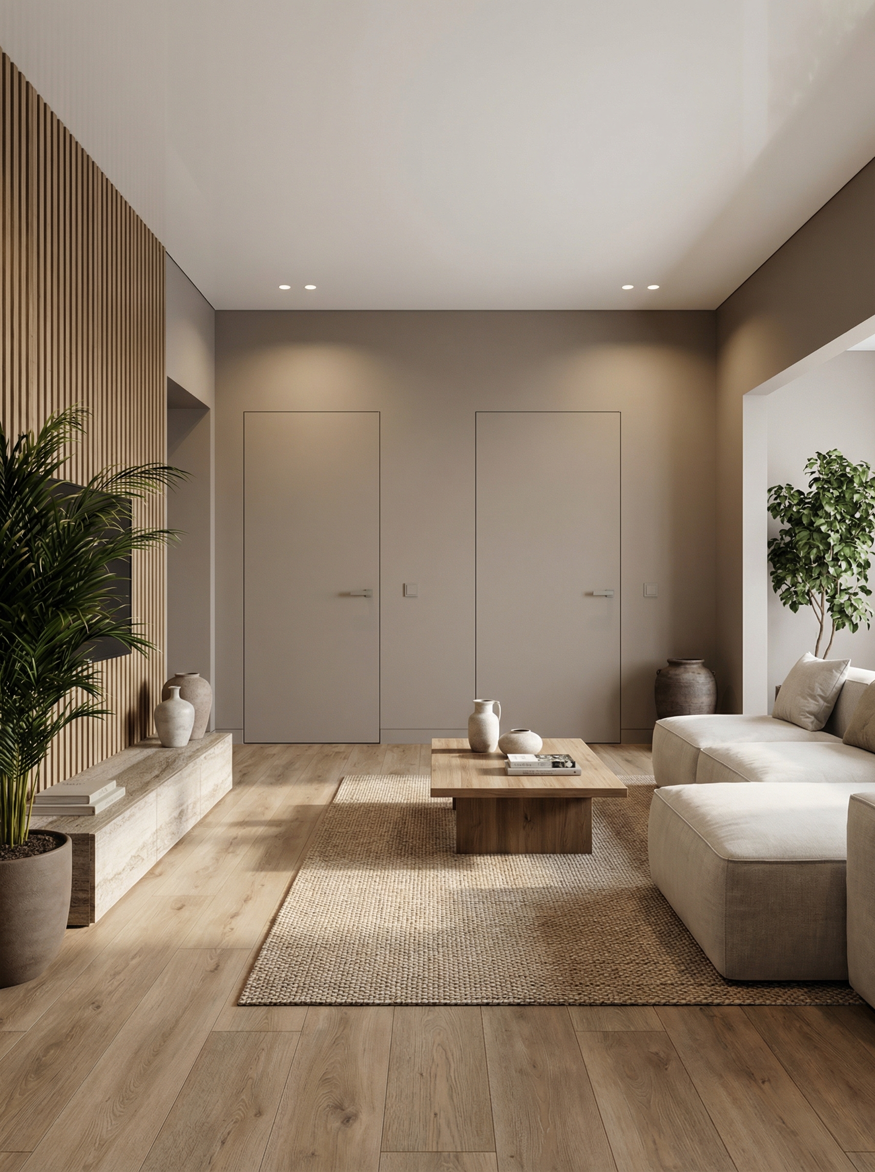 Дизайн гостиной в стиле Japandi — фото интерьера от нейросети RoomGPT