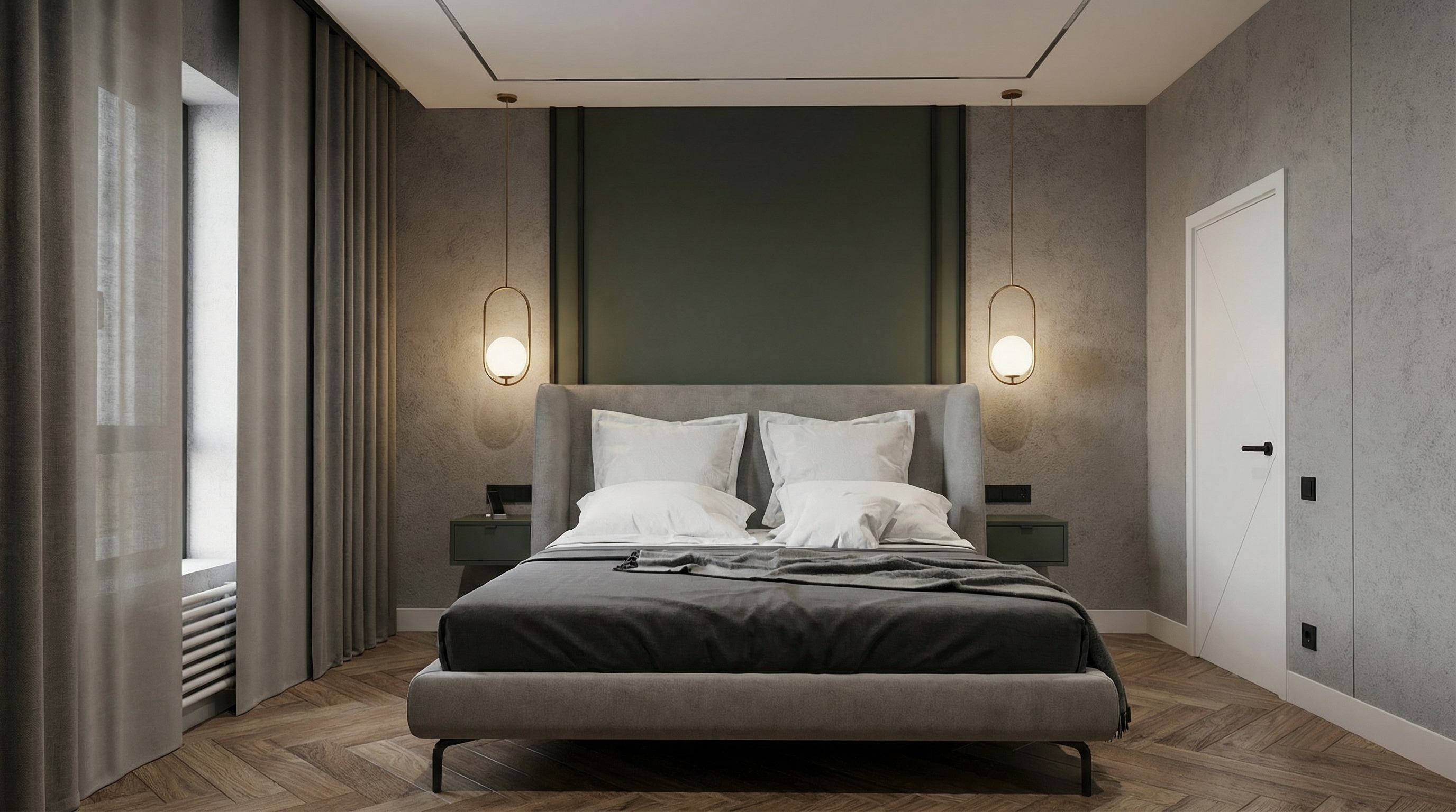 Дизайн спальни в стиле Контемпорари — фото интерьера от нейросети RoomGPT