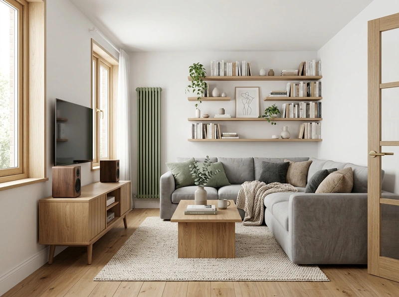 Дизайн интерьера в стиле Хюгге — Гостиная от нейросети RoomGPT