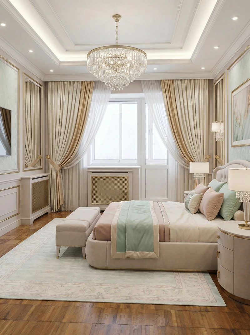 Дизайн интерьера в стиле Неоклассика — Спальня от нейросети RoomGPT