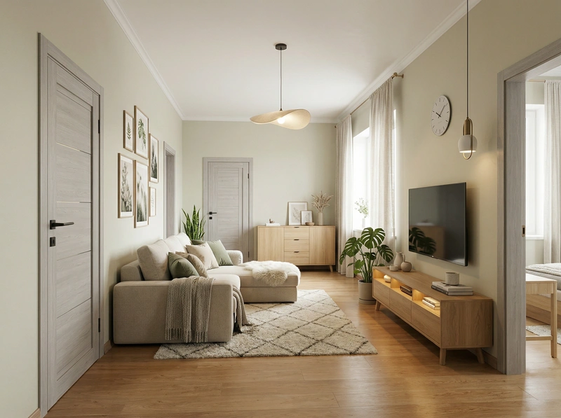 Дизайн гостиной в стиле Хюгге — фото интерьера от нейросети RoomGPT