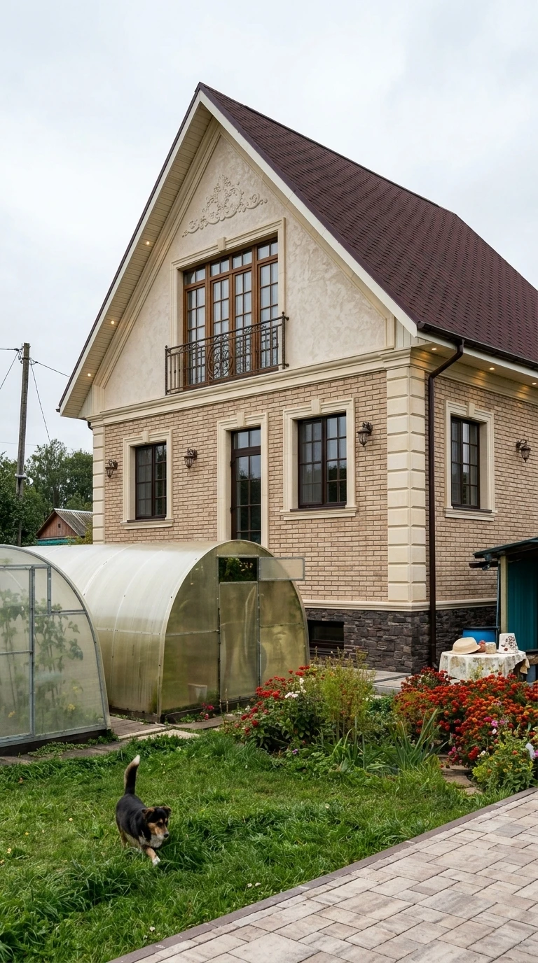 Дизайн фасада в стиле Классика — фото от нейросети RoomGPT