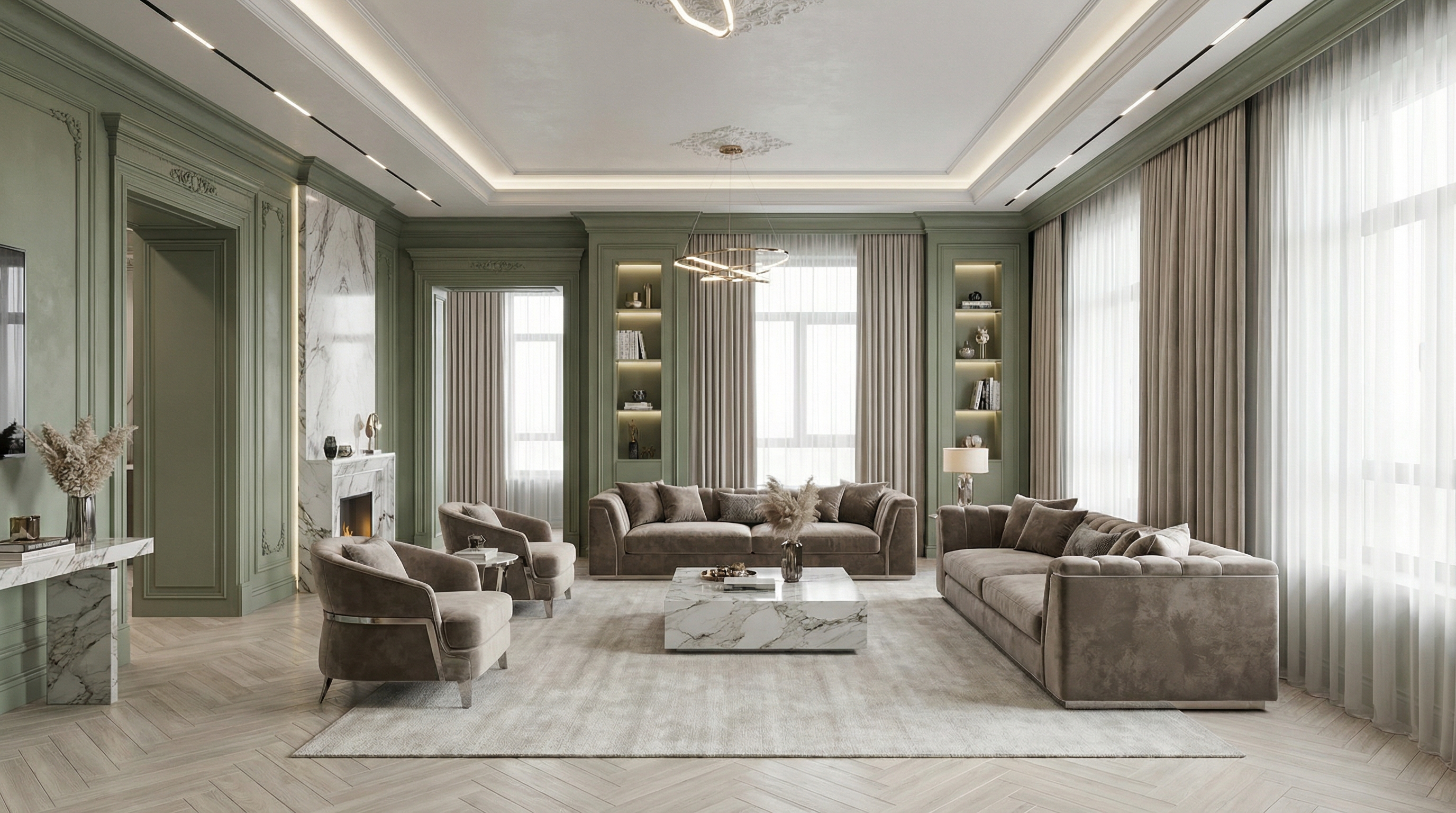 Дизайн гостиной в стиле Классика — фото интерьера от нейросети RoomGPT