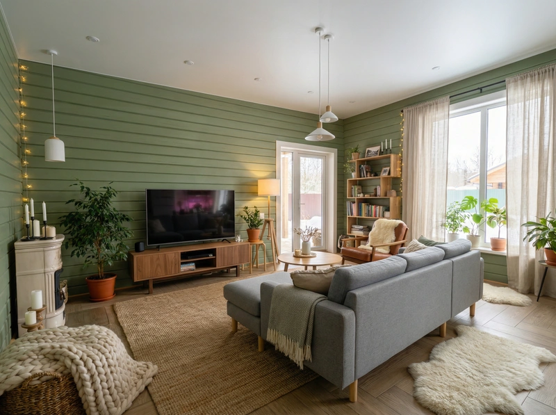 Дизайн интерьера в стиле Хюгге — Гостиная от нейросети RoomGPT
