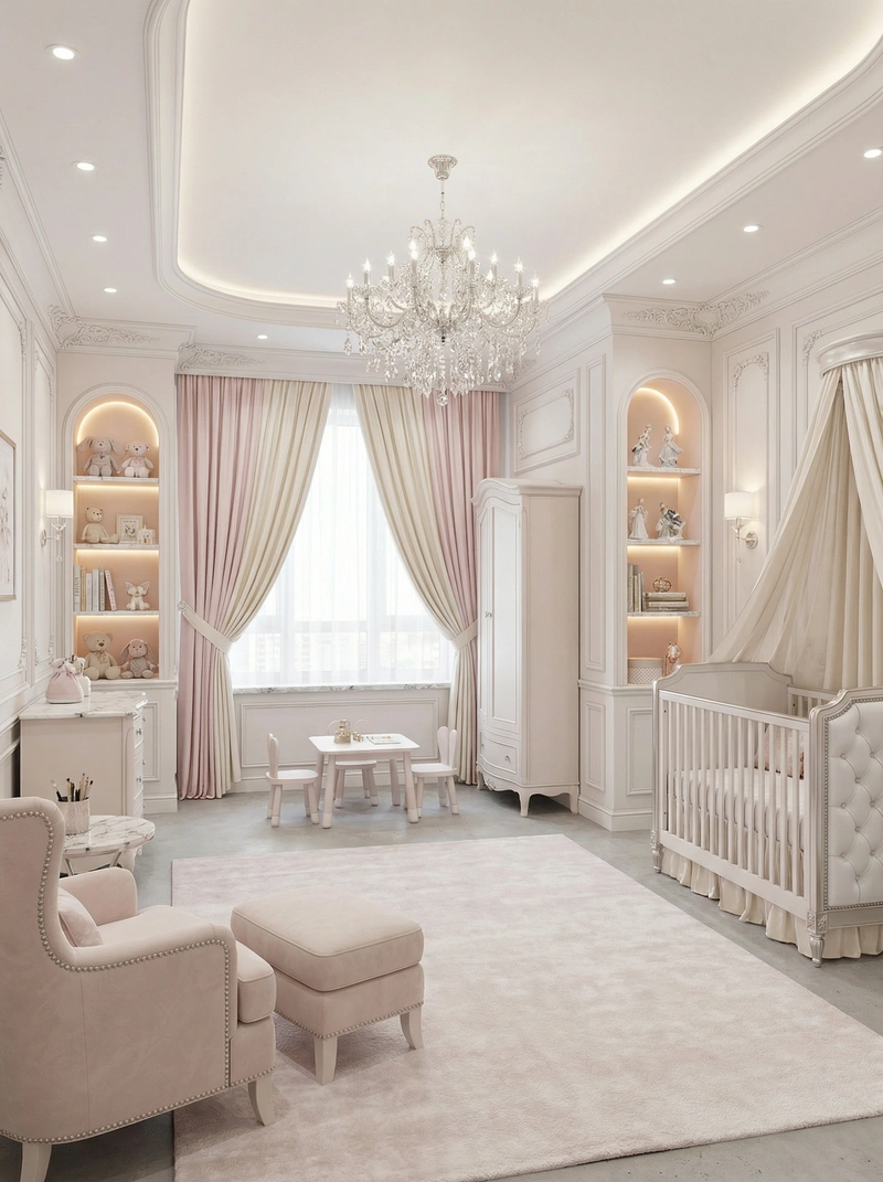 Дизайн детской в стиле Классика — фото интерьера от нейросети RoomGPT