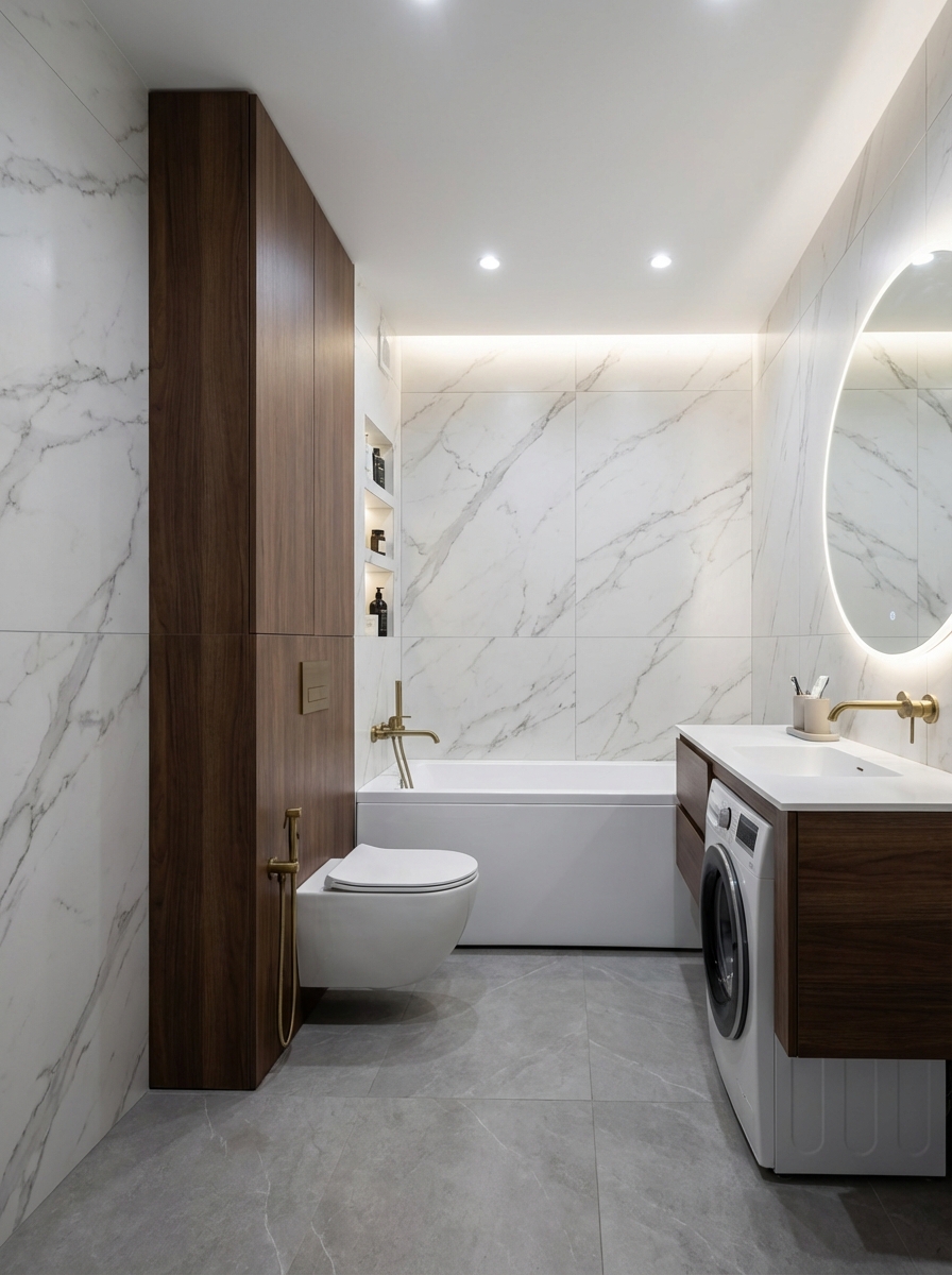 Дизайн ванной в стиле Минимализм — фото интерьера от нейросети RoomGPT