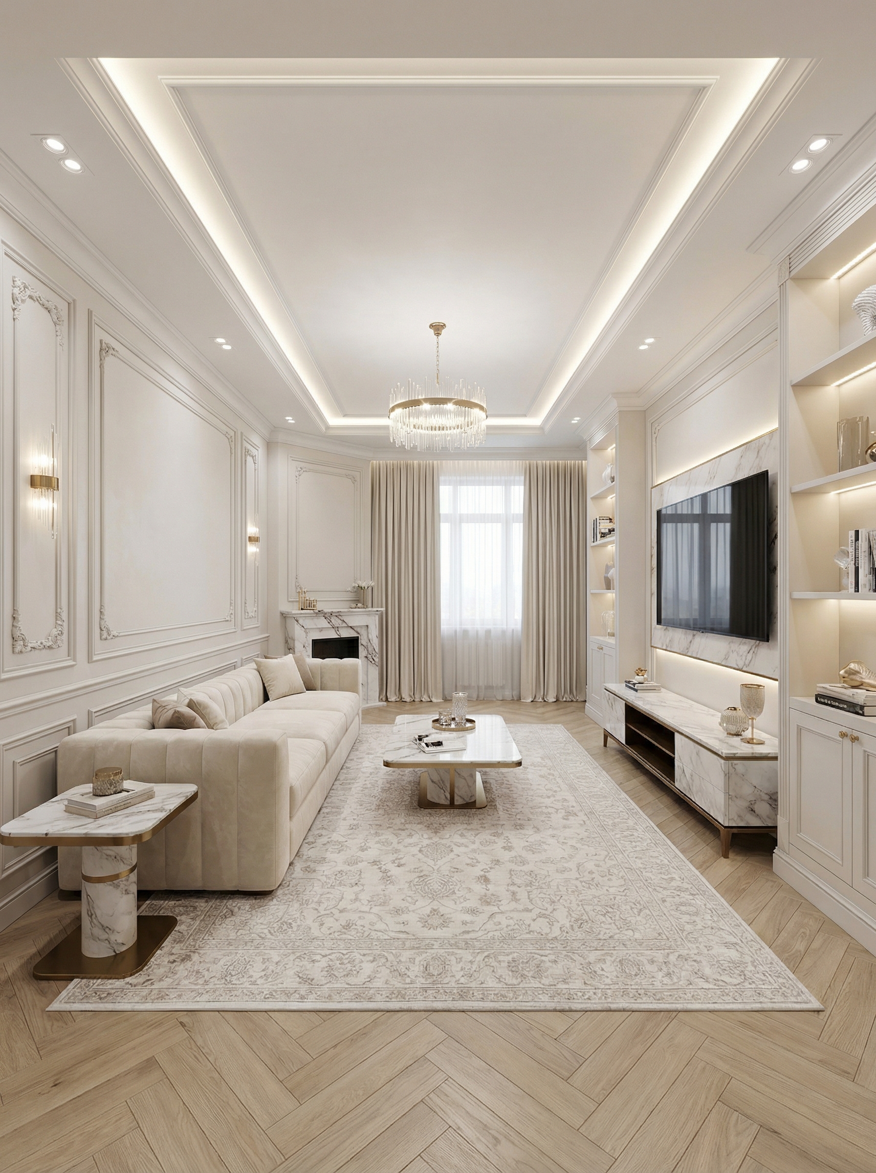 Дизайн гостиной в стиле Классика — фото интерьера от нейросети RoomGPT