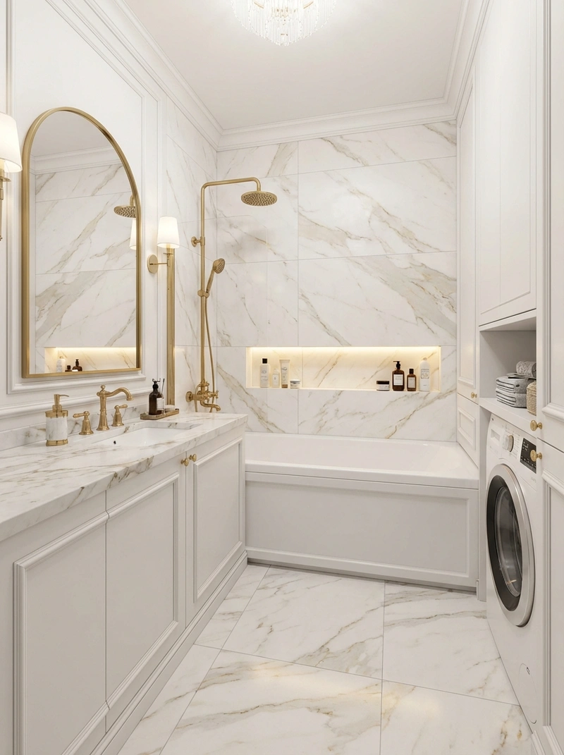 Дизайн ванной в стиле Классика — фото интерьера от нейросети RoomGPT