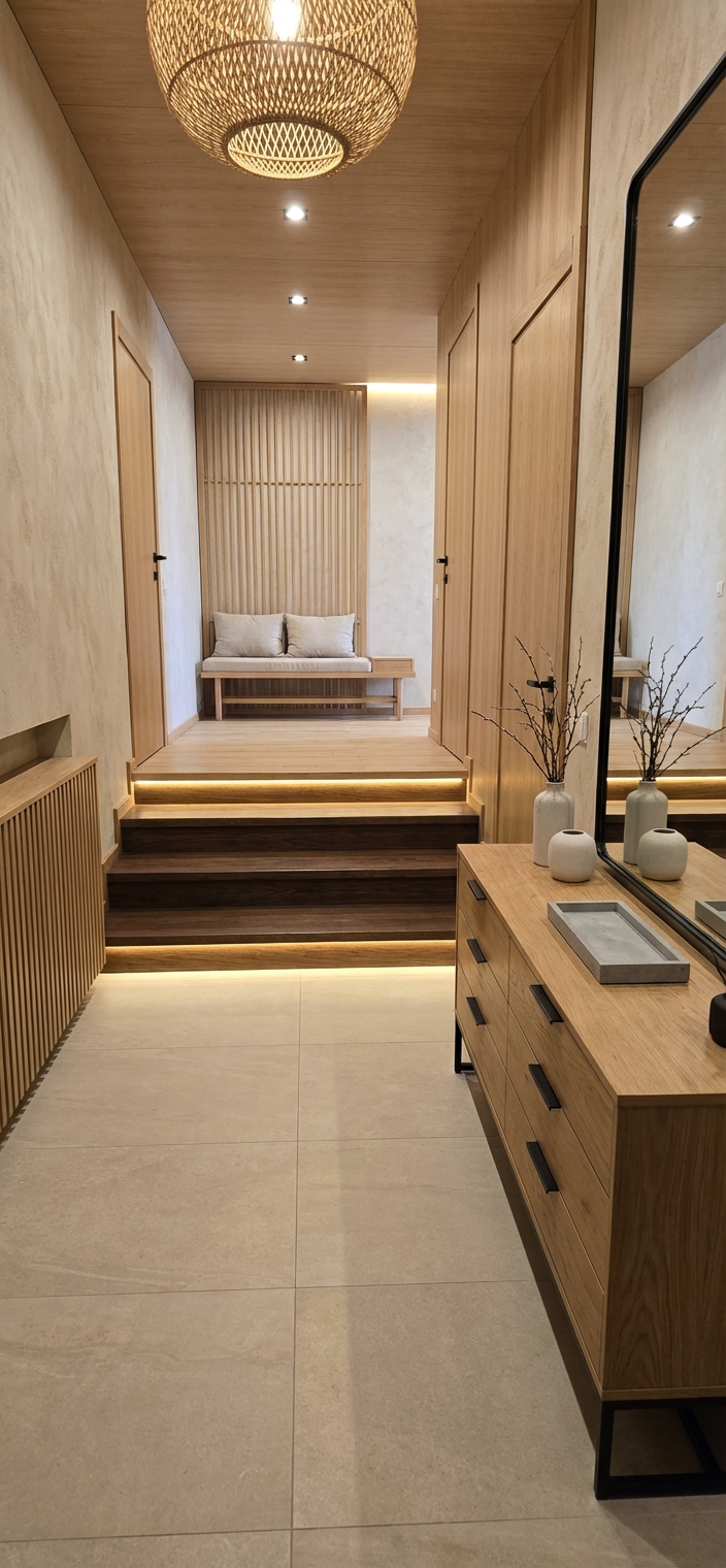 Дизайн гостиной в стиле Japandi — фото интерьера от нейросети RoomGPT