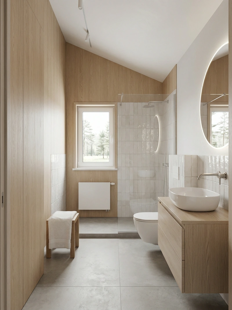 Дизайн интерьера в стиле Сканди — Ванная от нейросети RoomGPT