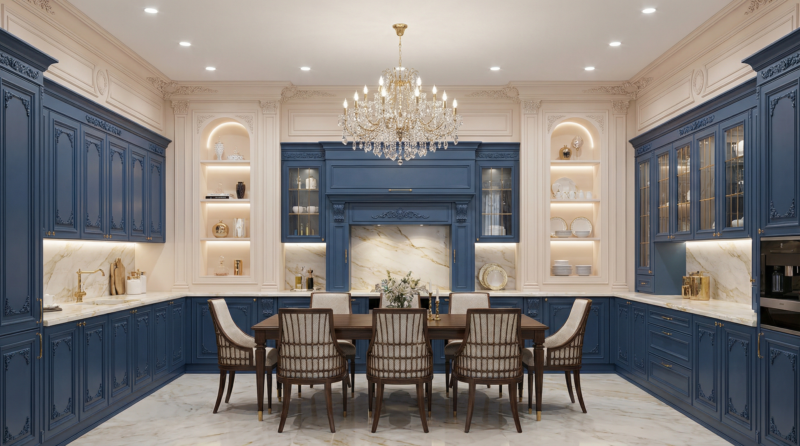 Дизайн кухни в стиле Классика — фото интерьера от нейросети RoomGPT