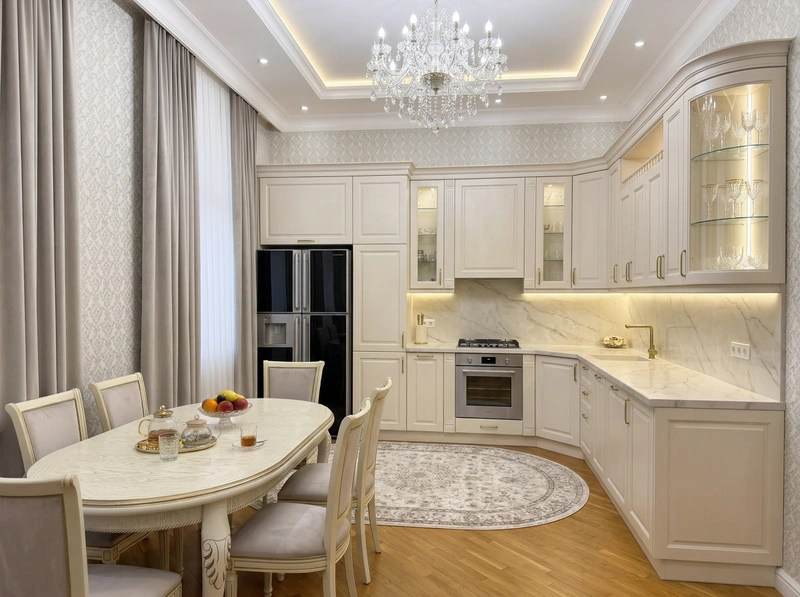 Дизайн кухни в стиле Неоклассика — фото интерьера от нейросети RoomGPT