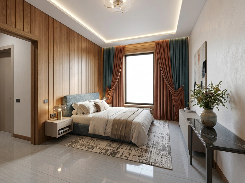 Дизайн интерьера в стиле Контемпорари — Спальня от нейросети RoomGPT