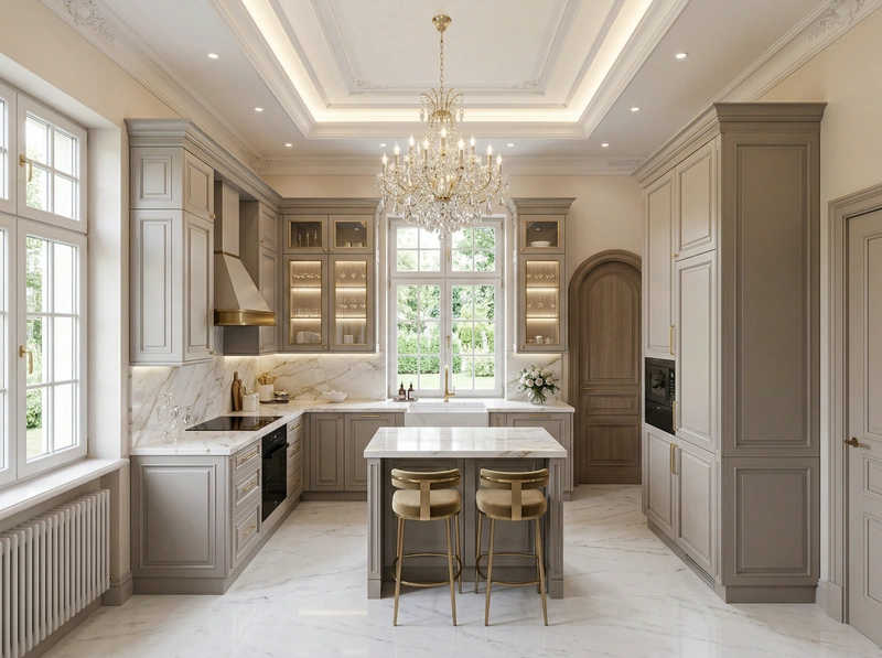 Дизайн кухни в стиле Неоклассика — фото интерьера от нейросети RoomGPT