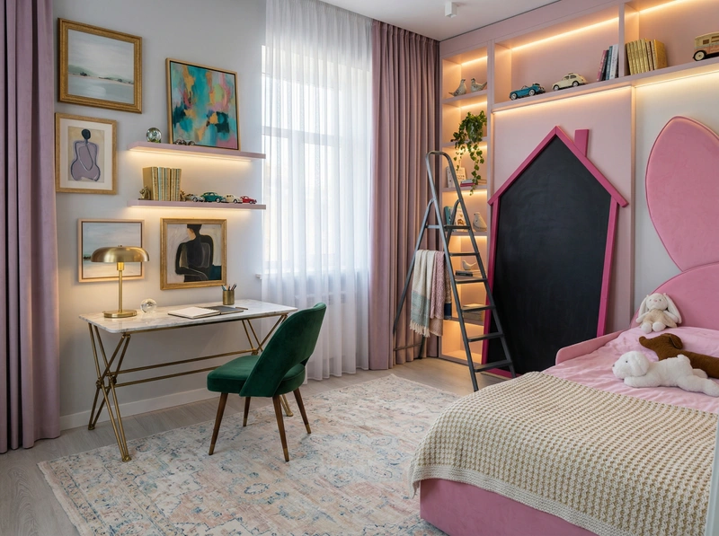 Дизайн детской в стиле Эклектика — фото интерьера от нейросети RoomGPT