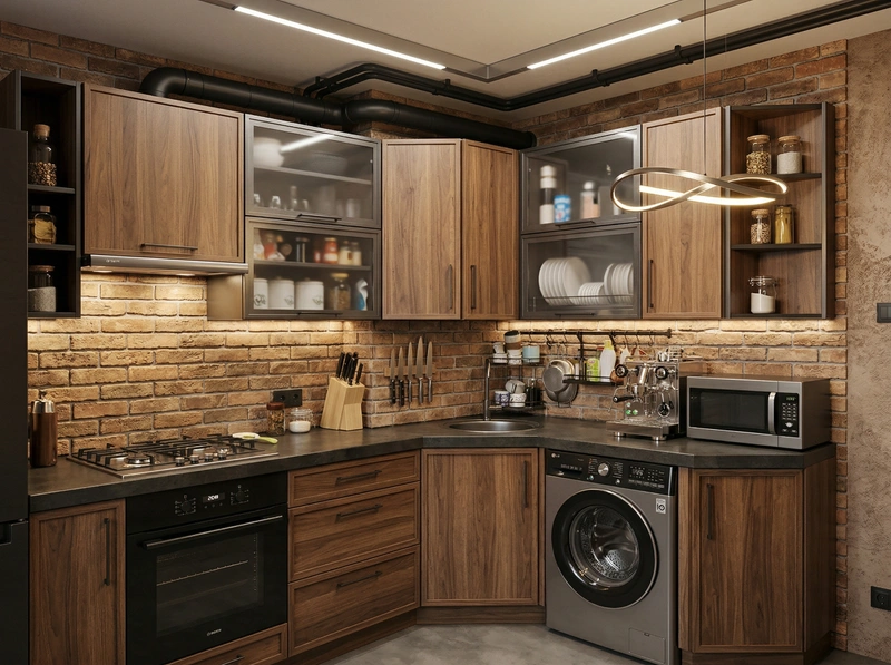 Дизайн кухни в стиле Лофт — фото интерьера от нейросети RoomGPT