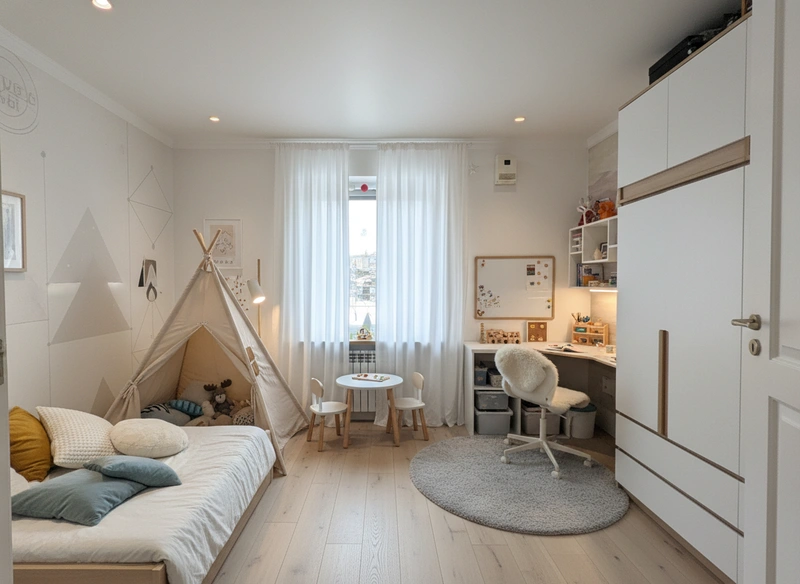 Дизайн интерьера в стиле Хюгге — Детская от нейросети RoomGPT