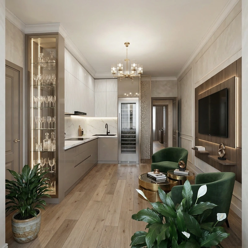 Дизайн кухни в стиле Классика — фото интерьера от нейросети RoomGPT