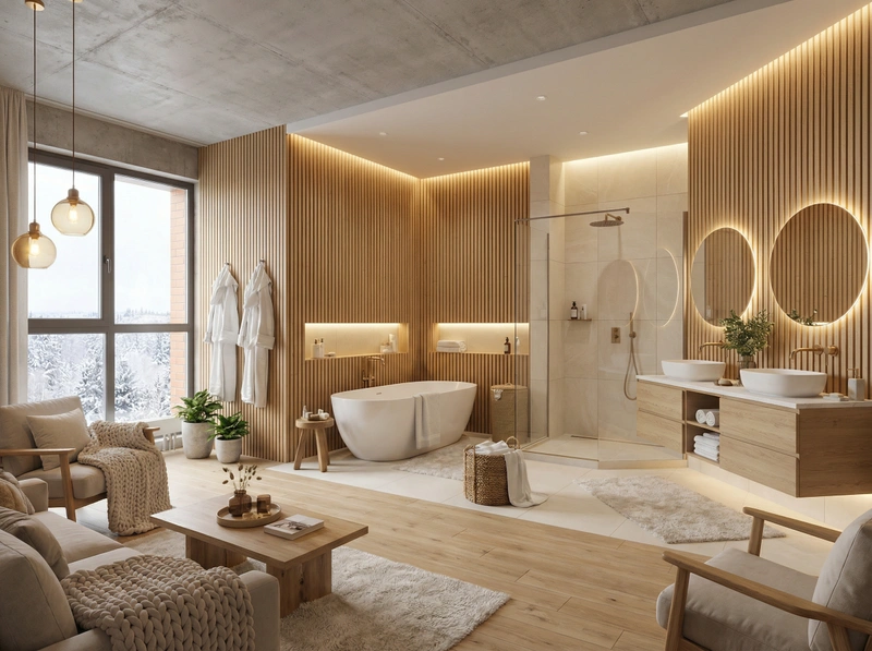 Дизайн интерьера в стиле Хюгге — Ванная от нейросети RoomGPT