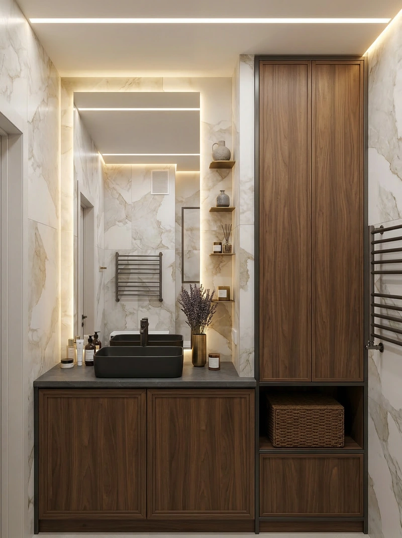 Дизайн ванной в стиле Эклектика — фото интерьера от нейросети RoomGPT