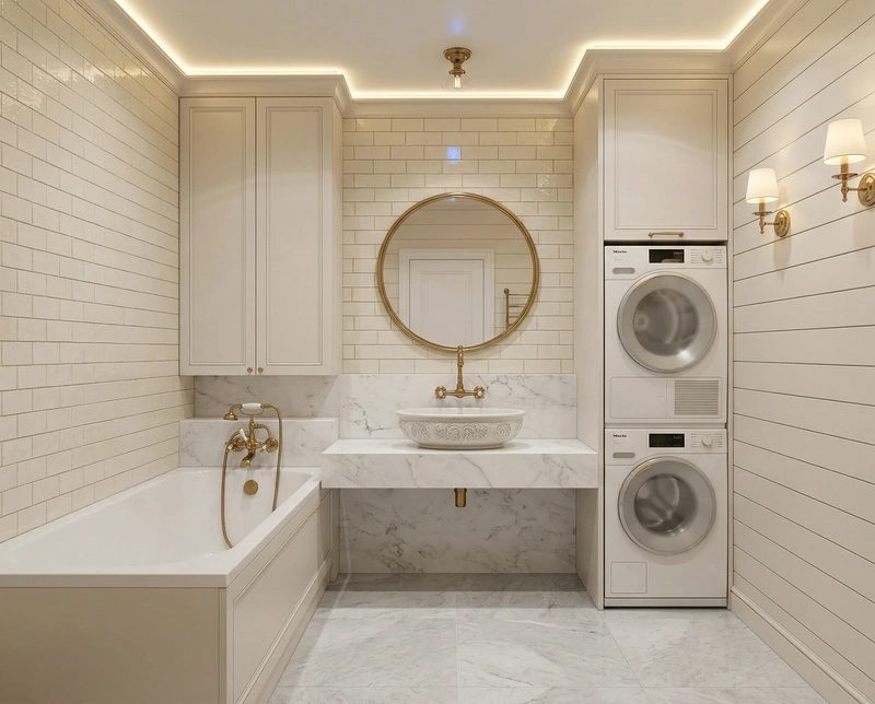 Дизайн интерьера в стиле Классика — Ванная от нейросети RoomGPT