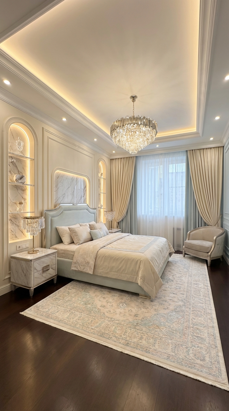 Дизайн спальни в стиле Классика — фото интерьера от нейросети RoomGPT