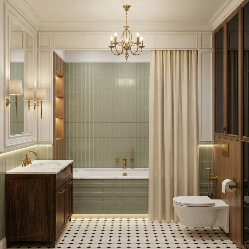 Дизайн интерьера в стиле Неоклассика — Ванная от нейросети RoomGPT