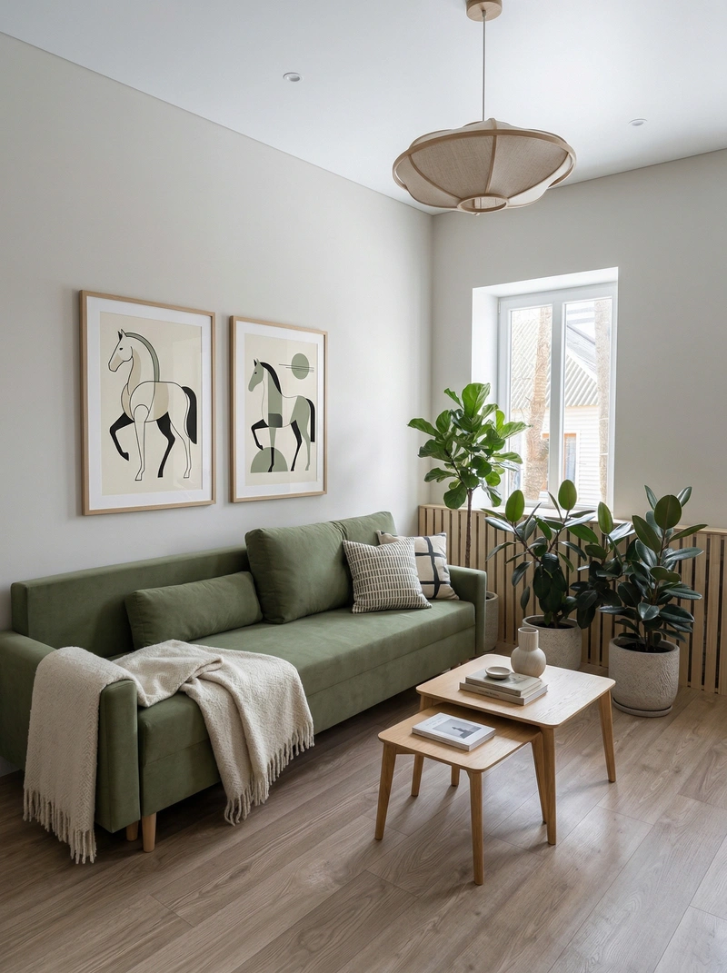 Дизайн гостиной в стиле Сканди — фото интерьера от нейросети RoomGPT