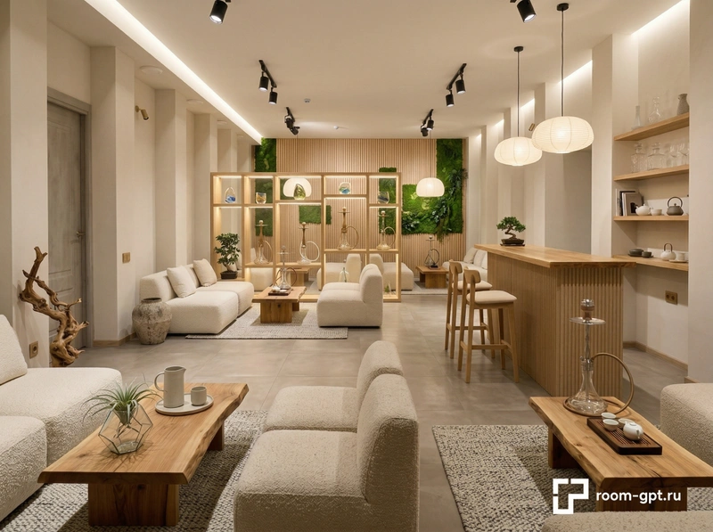 Дизайн гостиной в стиле Сканди — фото интерьера от нейросети RoomGPT