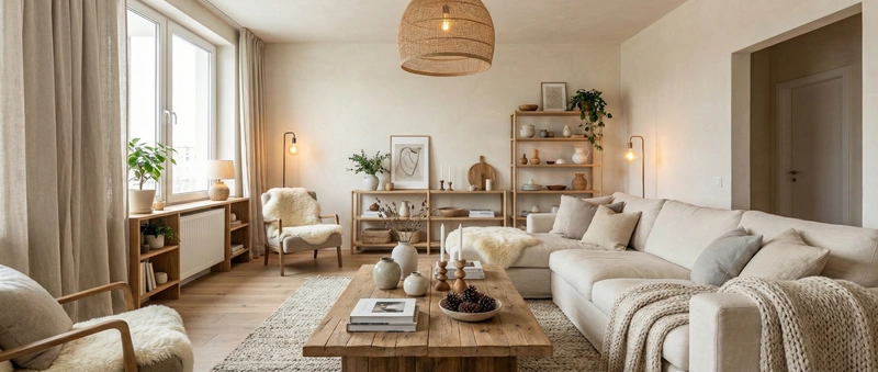 Дизайн интерьера в стиле Хюгге — Гостиная от нейросети RoomGPT