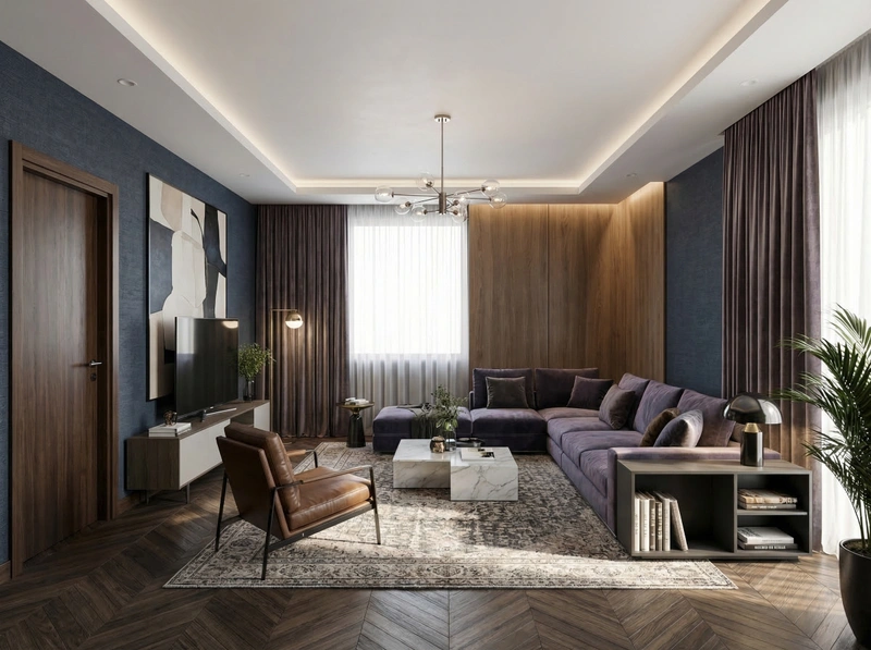 Дизайн гостиной в стиле Эклектика — фото интерьера от нейросети RoomGPT