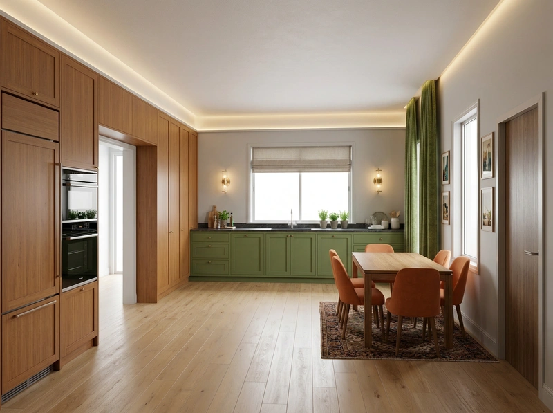 Дизайн кухни в стиле Британский — фото интерьера от нейросети RoomGPT