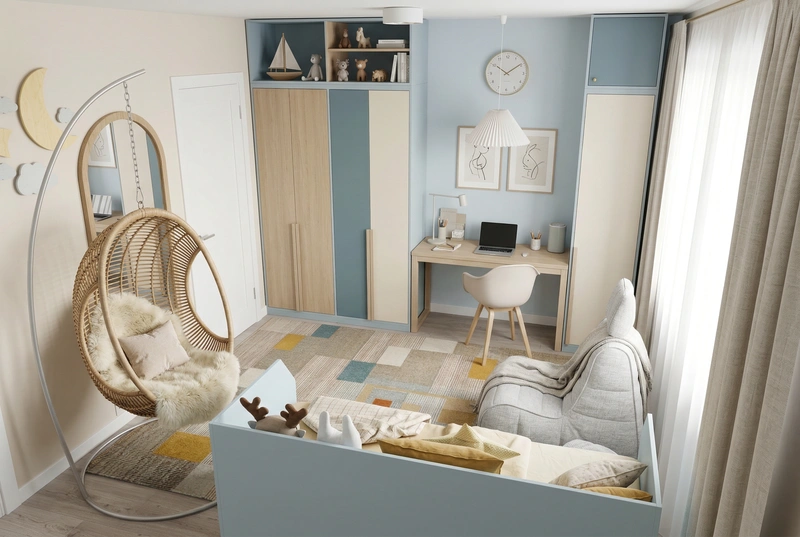 Дизайн интерьера в стиле Сканди — Детская от нейросети RoomGPT