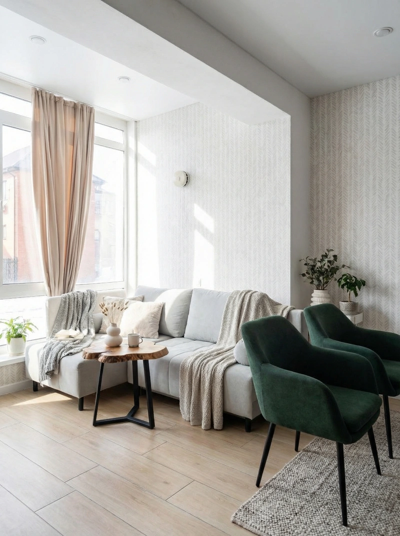 Дизайн интерьера в стиле Хюгге — Гостиная от нейросети RoomGPT