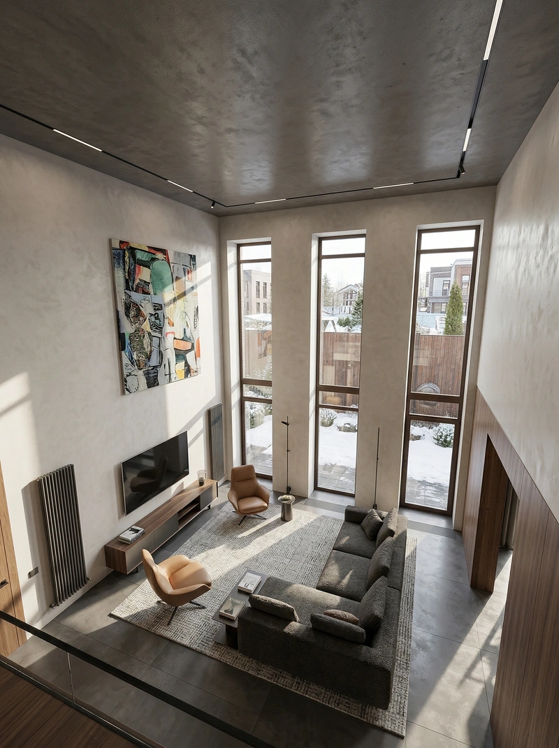 Дизайн гостиной в стиле Контемпорари — фото интерьера от нейросети RoomGPT