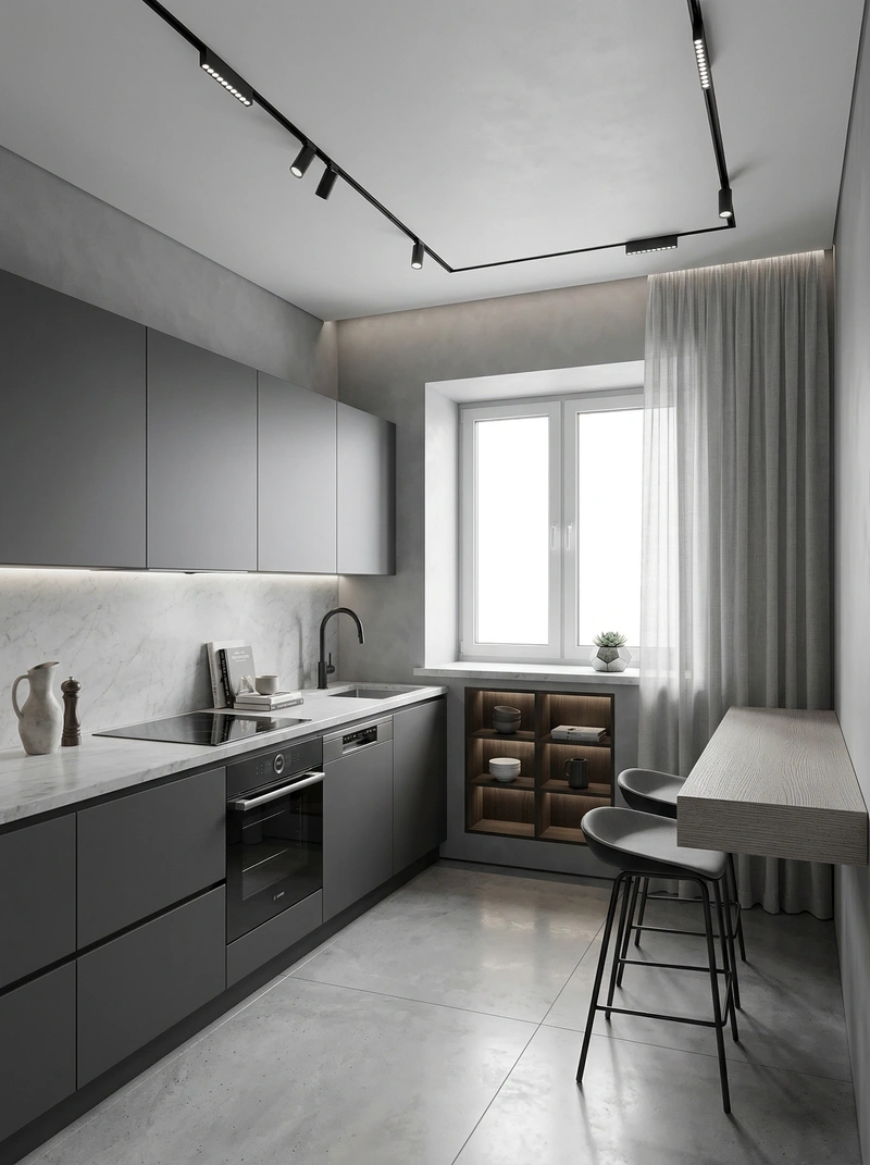 Дизайн интерьера в стиле Минимализм — Кухня от нейросети RoomGPT
