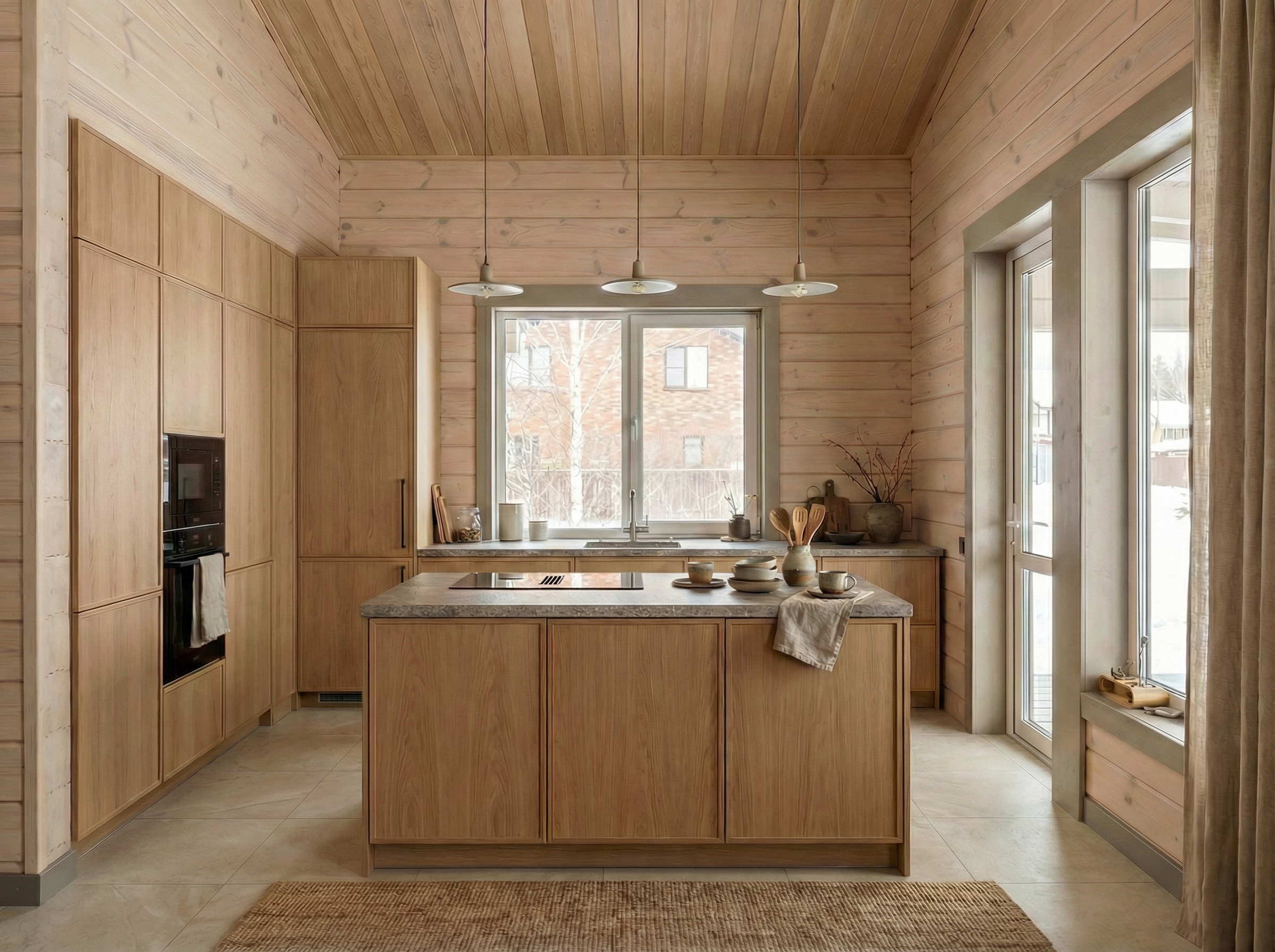 Дизайн кухни в стиле Japandi — фото интерьера от нейросети RoomGPT