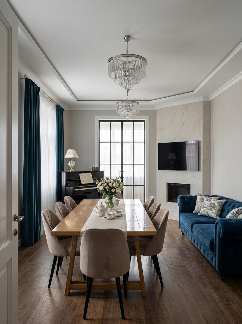 Дизайн гостиной в стиле Классика — фото интерьера от нейросети RoomGPT