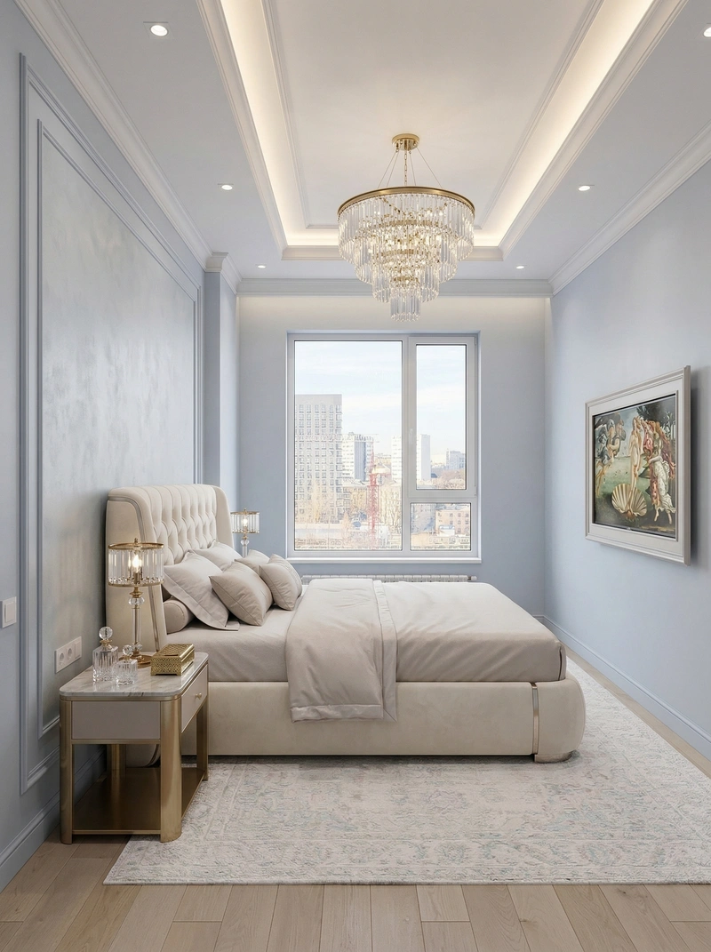 Дизайн спальни в стиле Неоклассика — фото интерьера от нейросети RoomGPT
