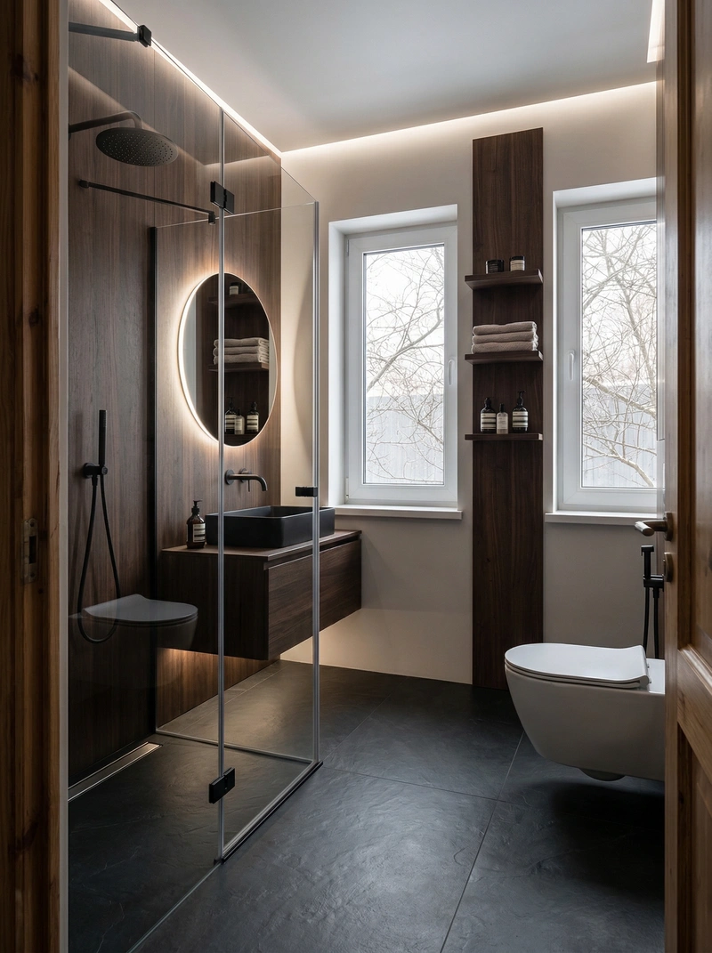 Дизайн интерьера в стиле Контемпорари — Ванная от нейросети RoomGPT