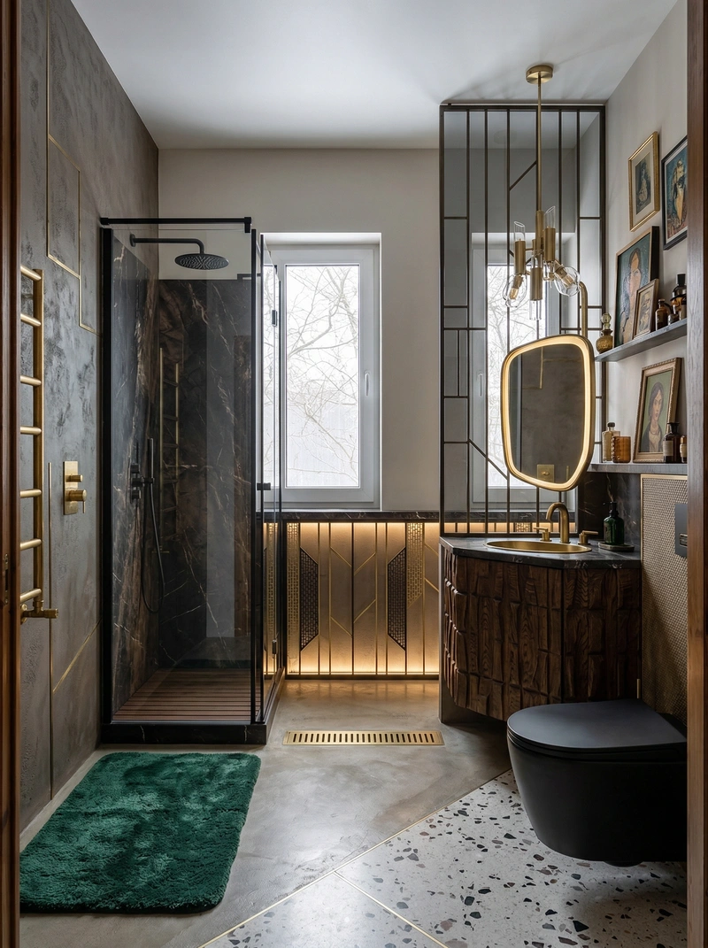 Дизайн интерьера в стиле Эклектика — Ванная от нейросети RoomGPT