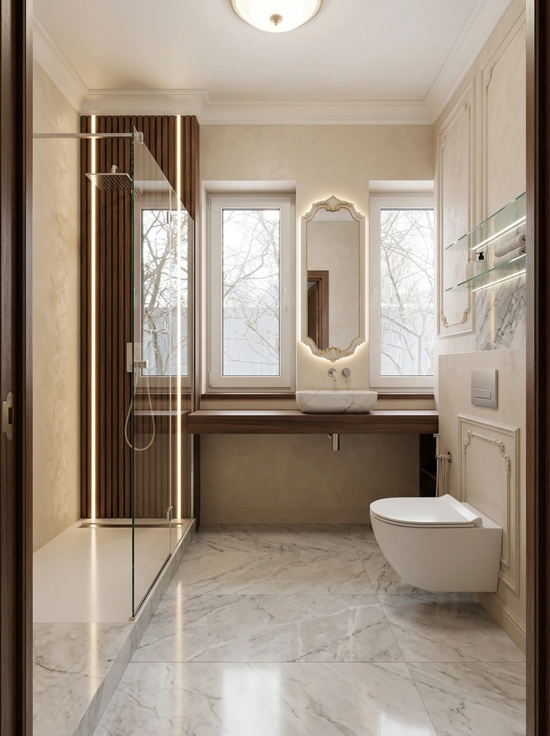 Дизайн интерьера в стиле Неоклассика — Ванная от нейросети RoomGPT