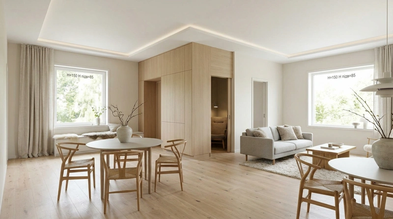 Дизайн гостиной в стиле Хюгге — фото интерьера от нейросети RoomGPT