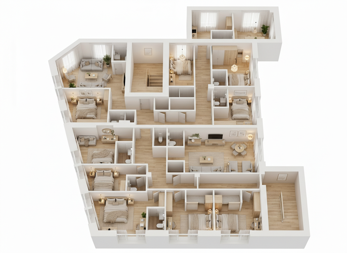 Дизайн гостиной в стиле Хюгге — фото интерьера от нейросети RoomGPT